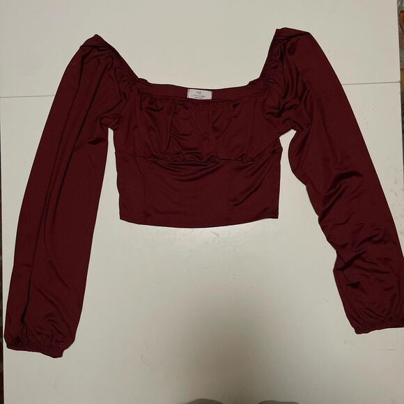 Tops - Burgundy Silky Blouse